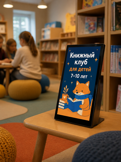 цифровой table tent в детской зоне библиотеки
