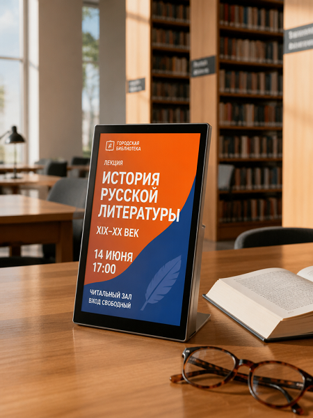 цифровой Тейбл Тент на столе читального зала